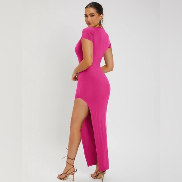 NWOT SHEIN Solid Split Thigh Bodycon Dress - Picture 5 of 8